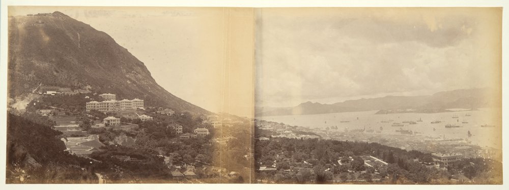 Panoramic view of Hong Kong harbor by Lai Afong, 1889